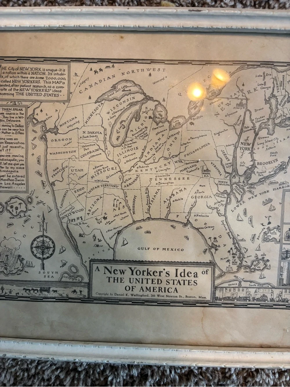 Vintage/antique “a New Yorkers idea of the US” picture